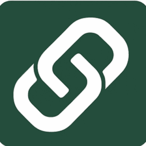 Logo Art'Link, lien blanc sur fond vert sapin